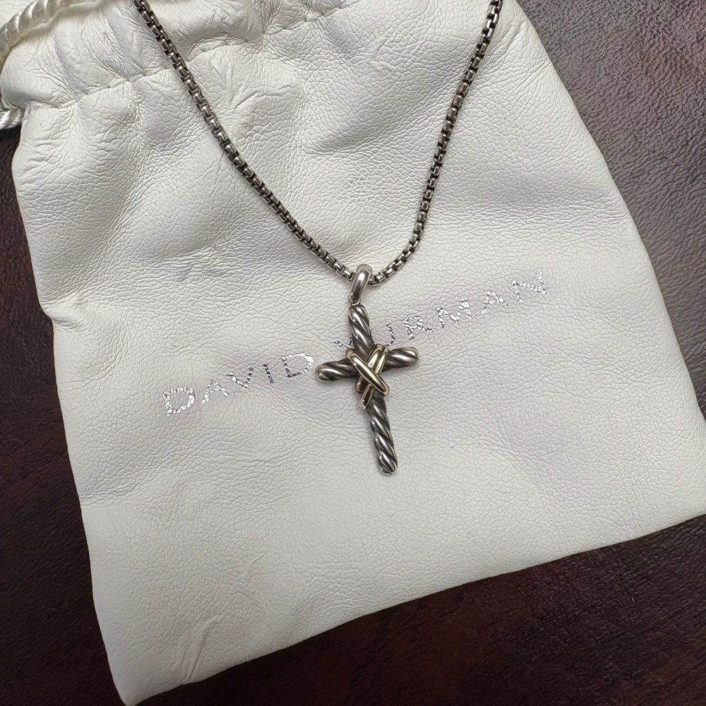 David Yurman Two-Tone Cross Necklace